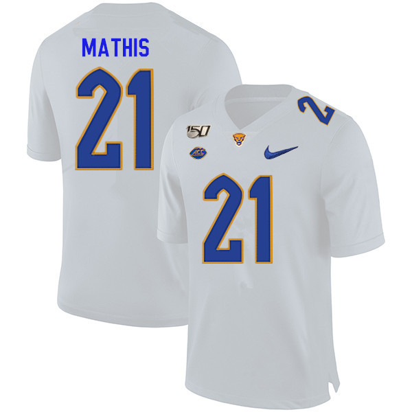 2019 Men #21 Damarri Mathis Pitt Panthers College Football Jerseys Sale-White